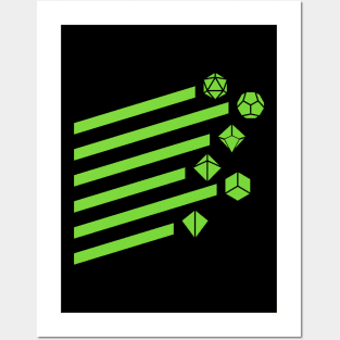 Green Retro Polyhedral Dice Set Posters and Art